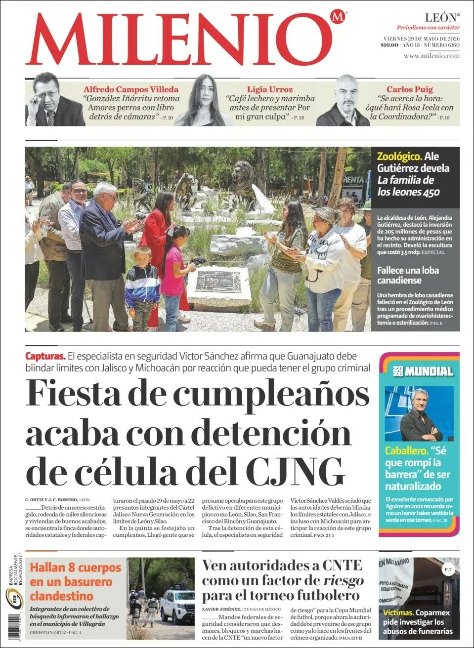 Portada de Milenio Leon del viernes, 29 de mayo de 2026