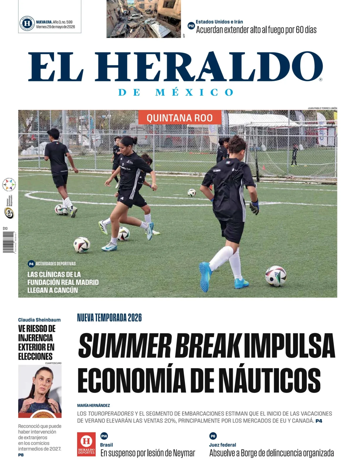 Portada de El Heraldo de Mexico - Quintana Roo