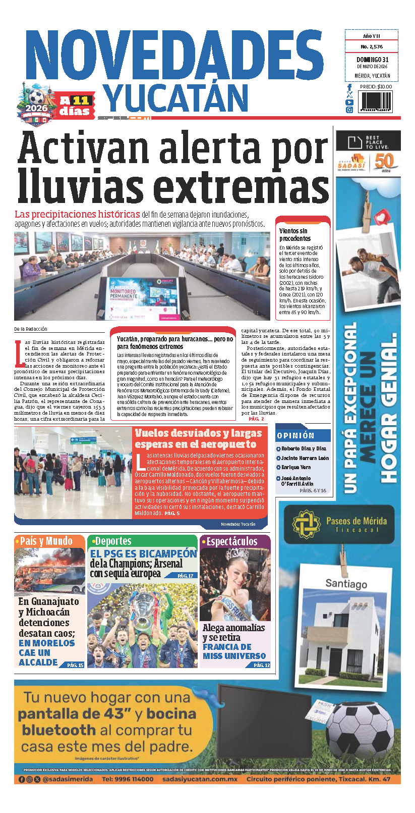 Portada de Novedades Yucatan