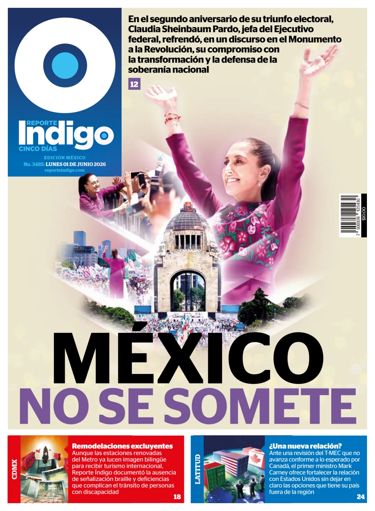 Portada de Reporte Indigo Nacional del lunes, 1 de junio de 2026