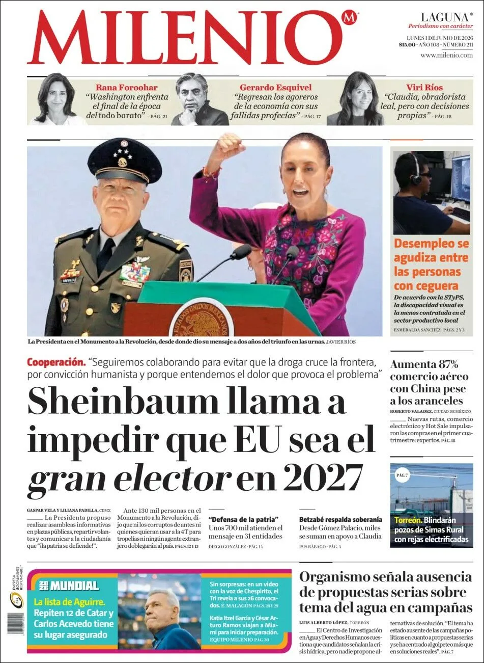 Portada de Milenio Laguna del lunes, 1 de junio de 2026