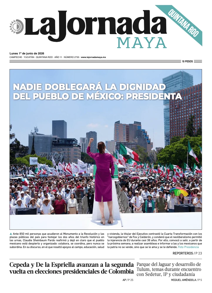 Portada de La Jornada Maya Quintana Roo del 2026-06-01