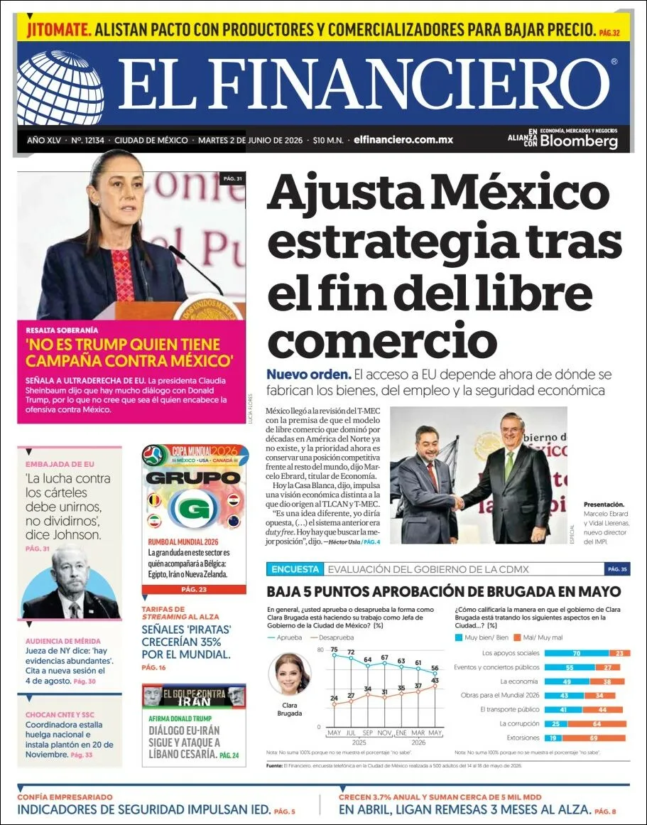 Portada de El Financiero del martes, 2 de junio de 2026