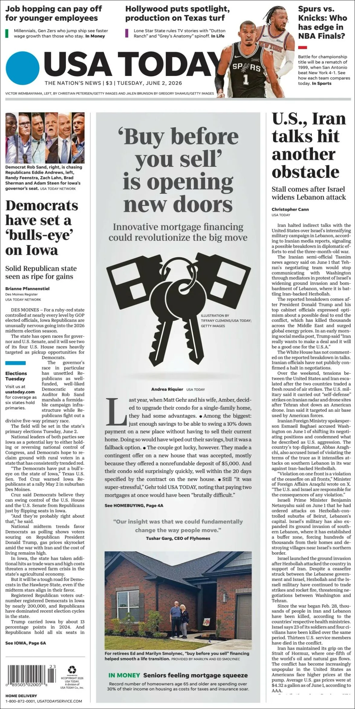 Portada de Usa Today