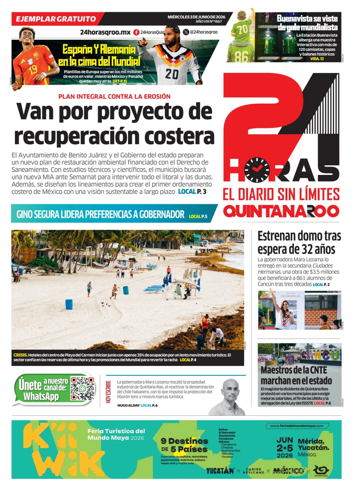 Portada de 24 Horas Quintana Roo