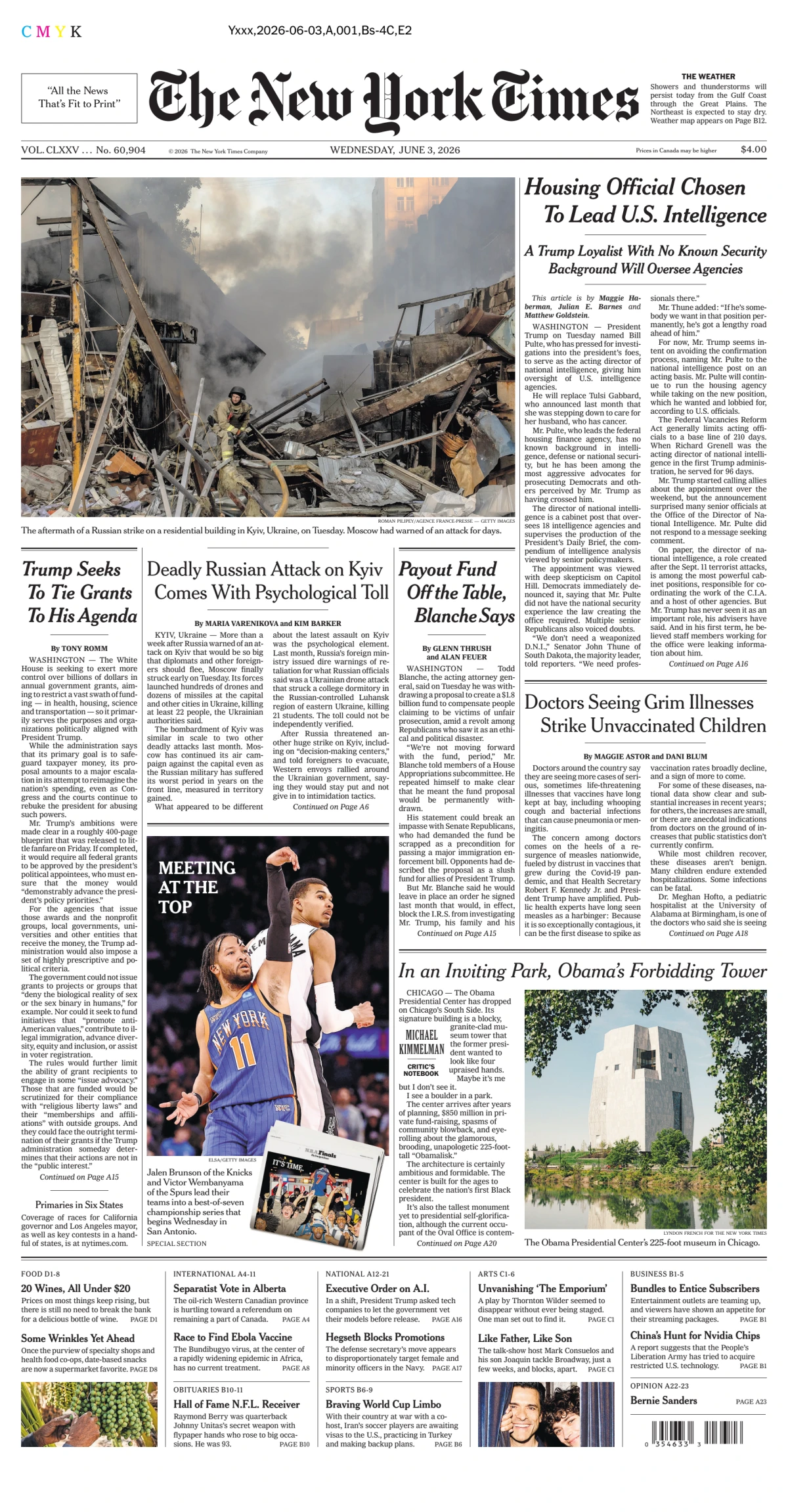 Portada de The New York Times (national) del miércoles, 3 de junio de 2026