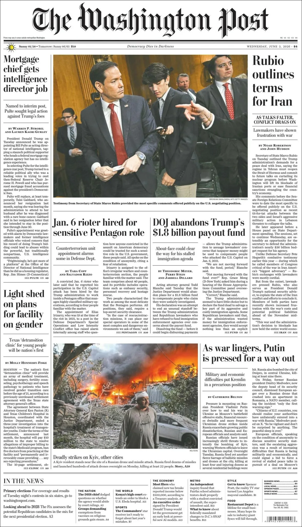 Portada de The Washington Post