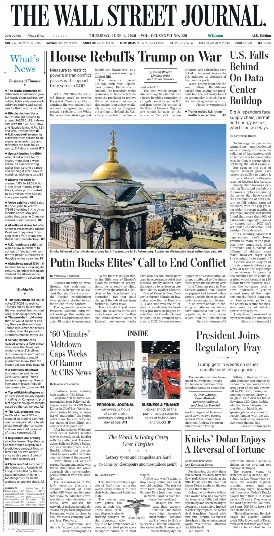 Portada de The Wall Street Journal