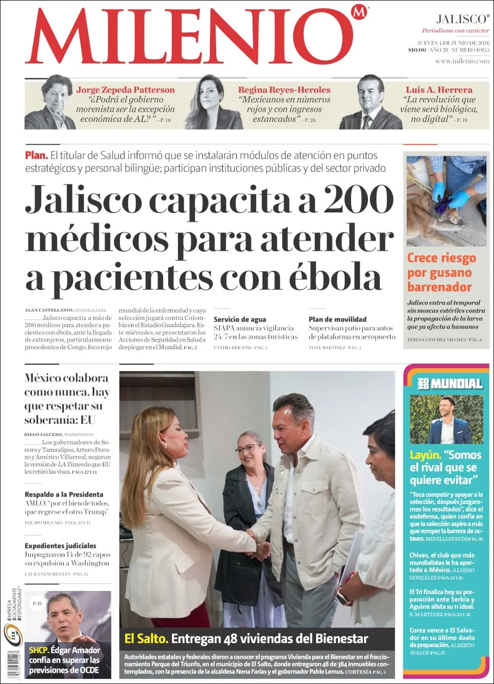 Portada de Milenio Jalisco del jueves, 4 de junio de 2026
