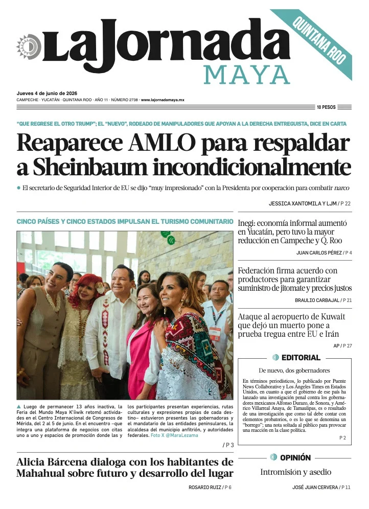 Portada de La Jornada Maya Quintana Roo del 2026-06-04