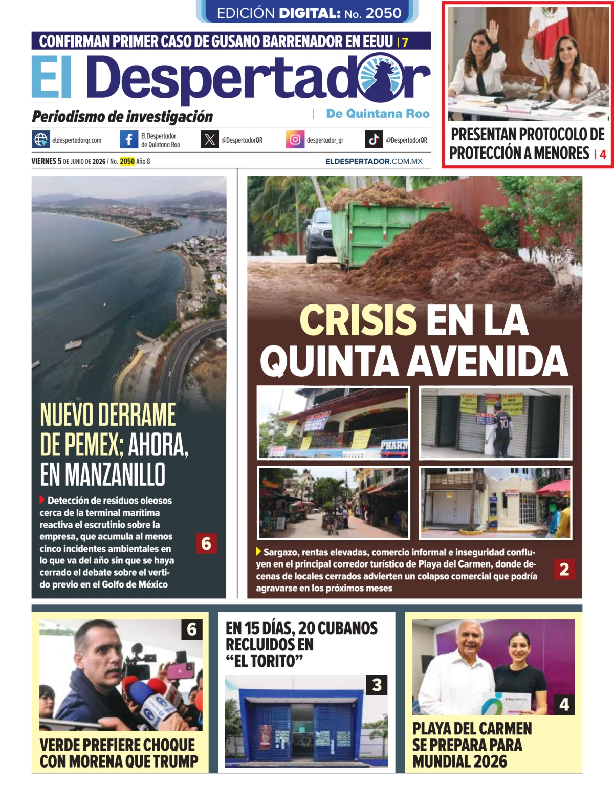 Portada de El Despertador de Quintana Roo del viernes, 5 de junio de 2026