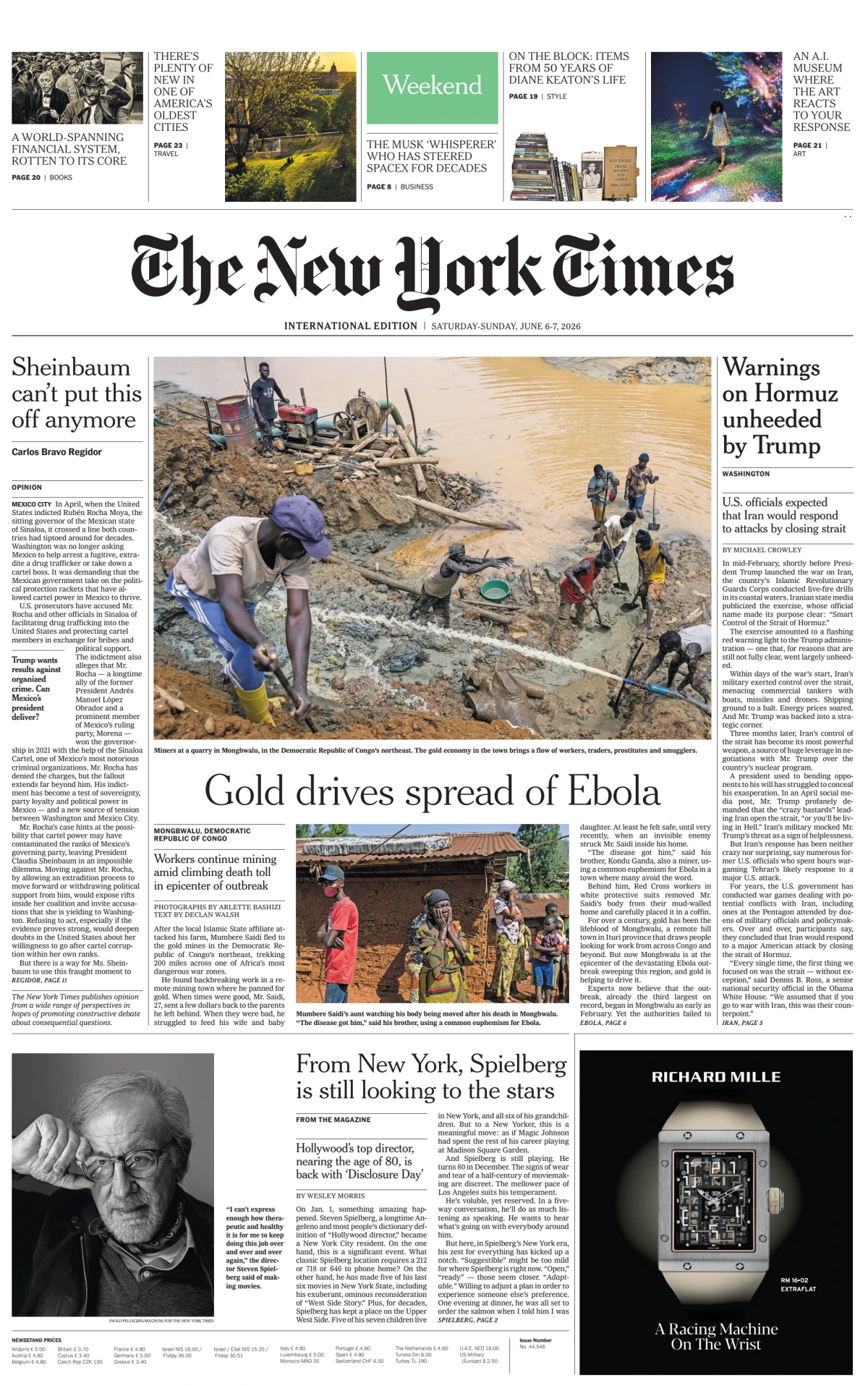 Portada de The New York Times (international)