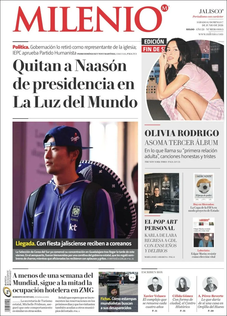 Portada de Milenio Jalisco del sábado, 6 de junio de 2026