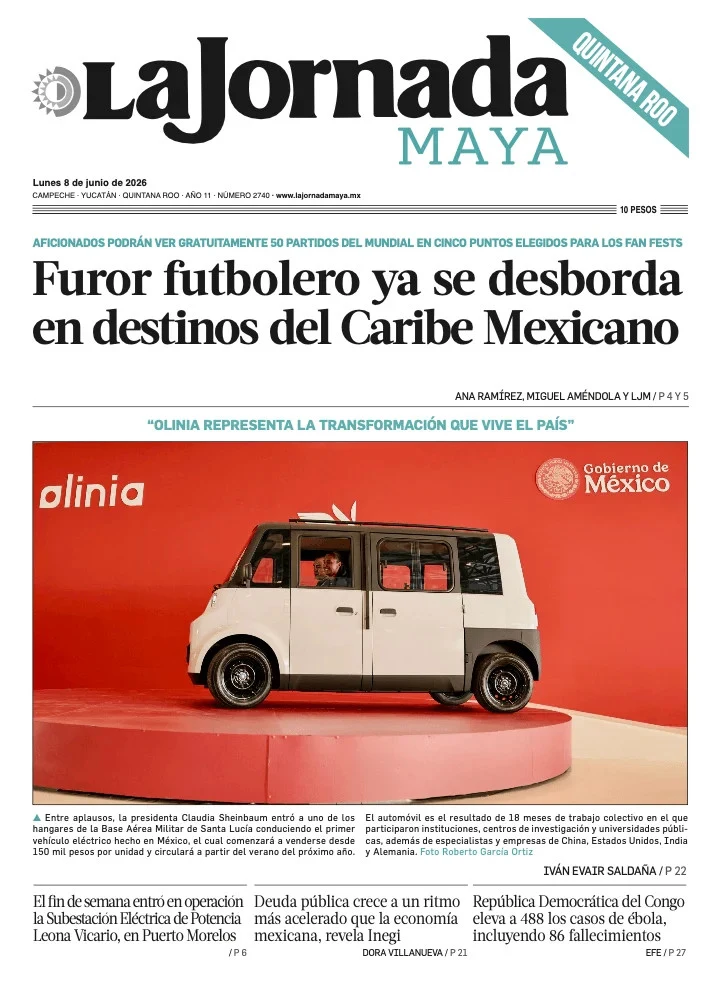 Portada de La Jornada Maya Quintana Roo del 2026-06-08