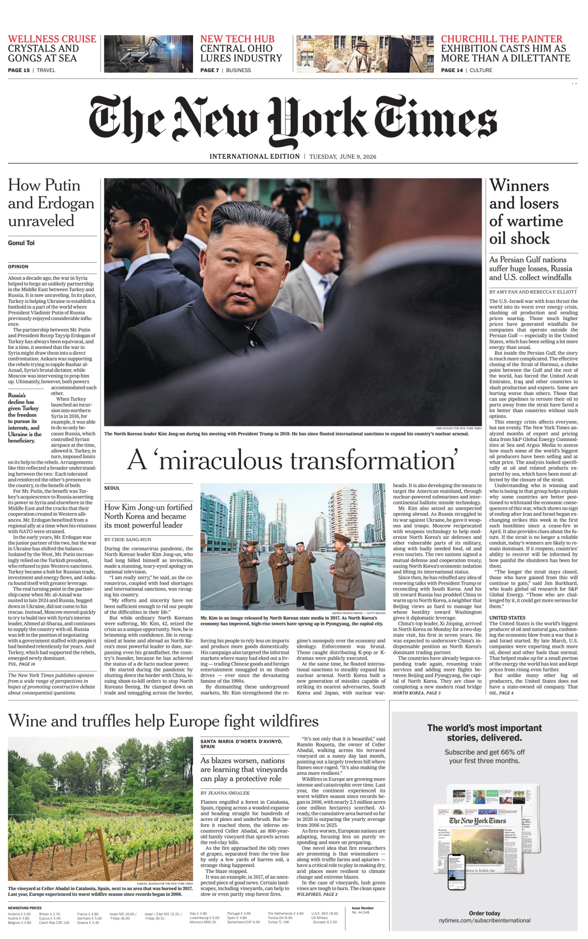 Portada de The New York Times (international) del martes, 9 de junio de 2026