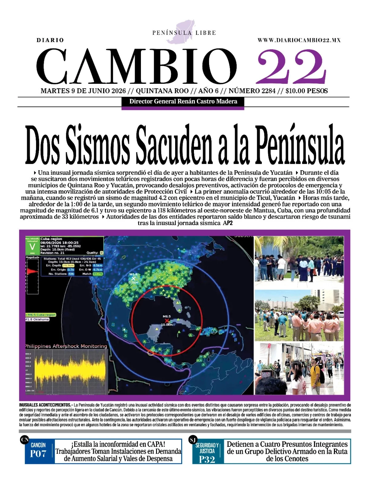 Portada de Diario Cambio 22 (portada) del martes, 9 de junio de 2026