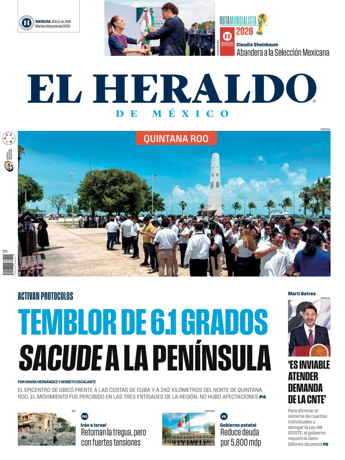 Portada de El Heraldo de Mexico - Quintana Roo