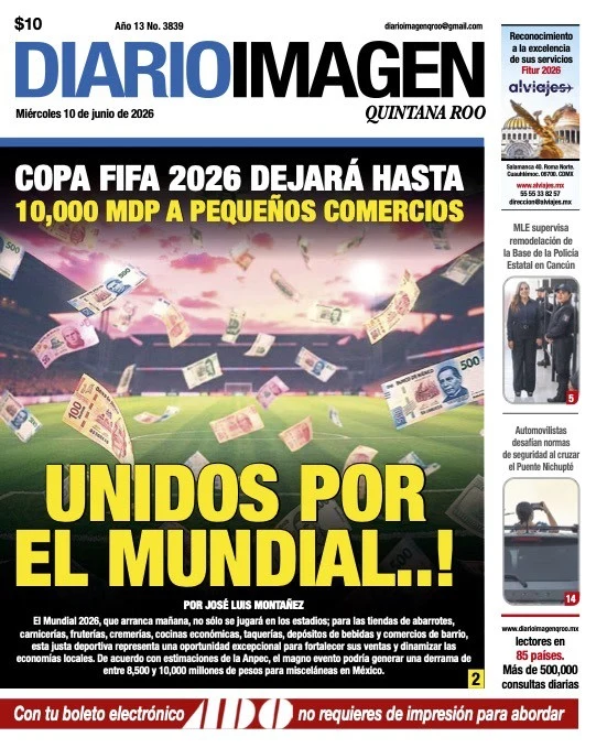 Portada de Diario Imagen Quintana Roo del miércoles, 10 de junio de 2026