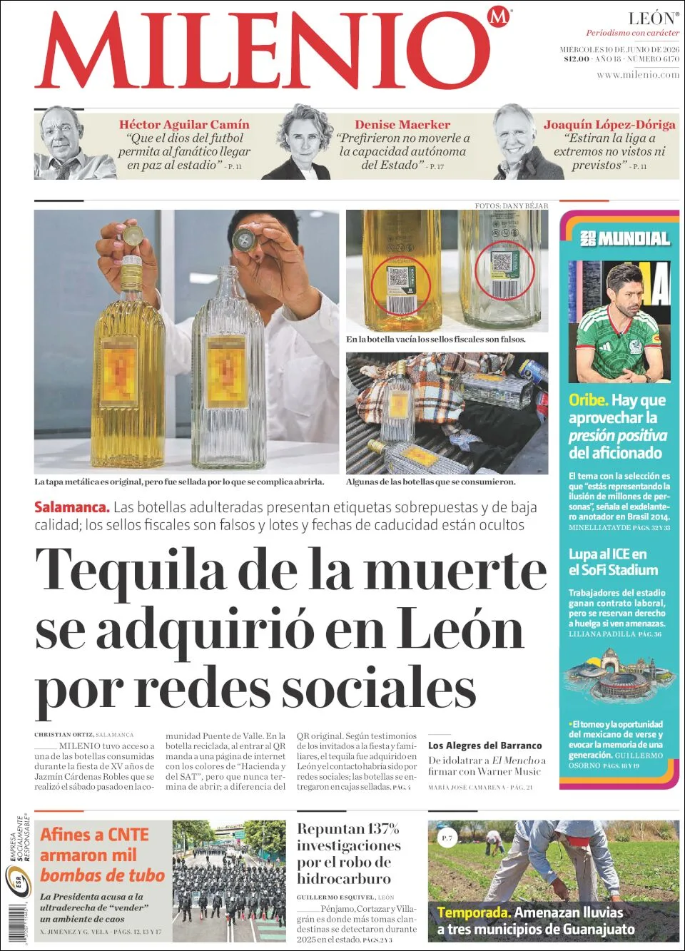 Portada de Milenio Leon del miércoles, 10 de junio de 2026