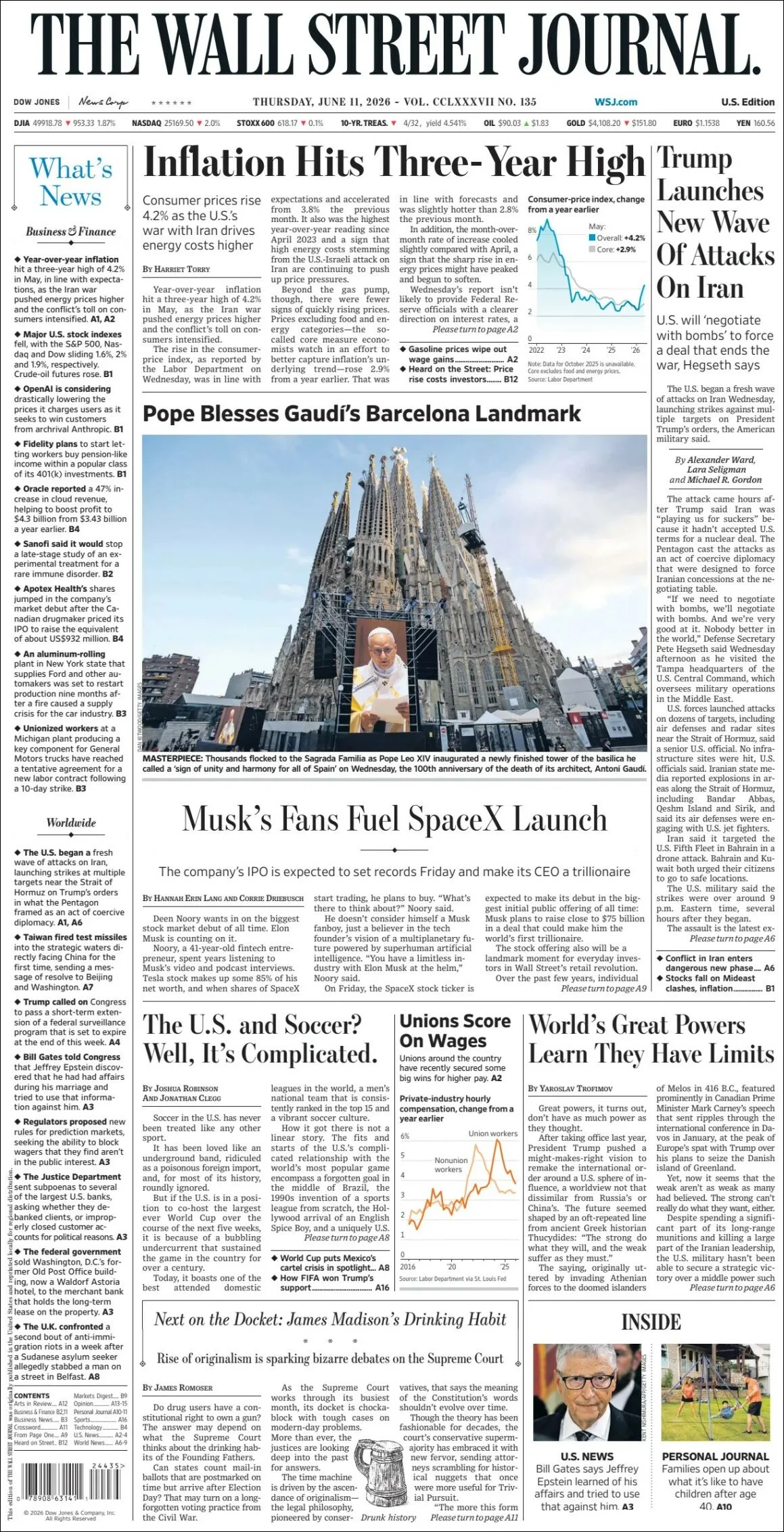 Portada de The Wall Street Journal