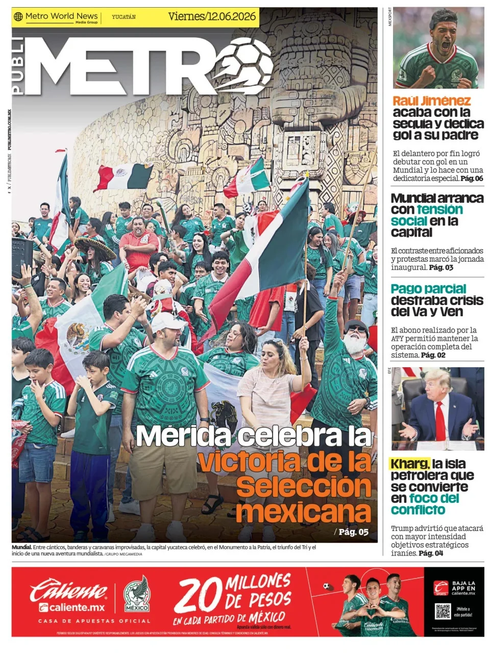 Portada de Publimetro Merida del viernes, 12 de junio de 2026