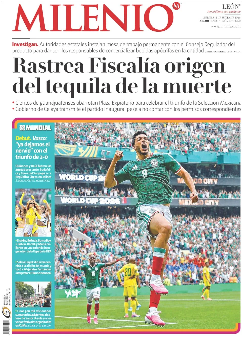 Portada de Milenio Leon del viernes, 12 de junio de 2026