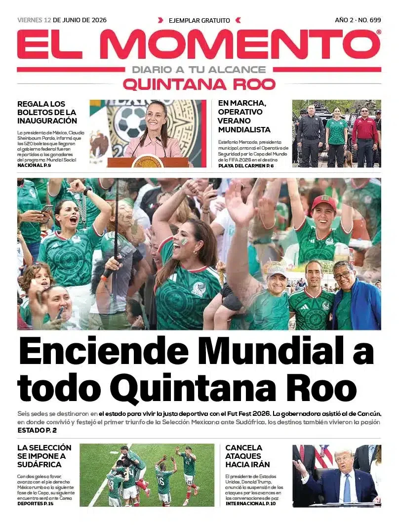 Portada de El Momento Quintana Roo del 2026-06-12