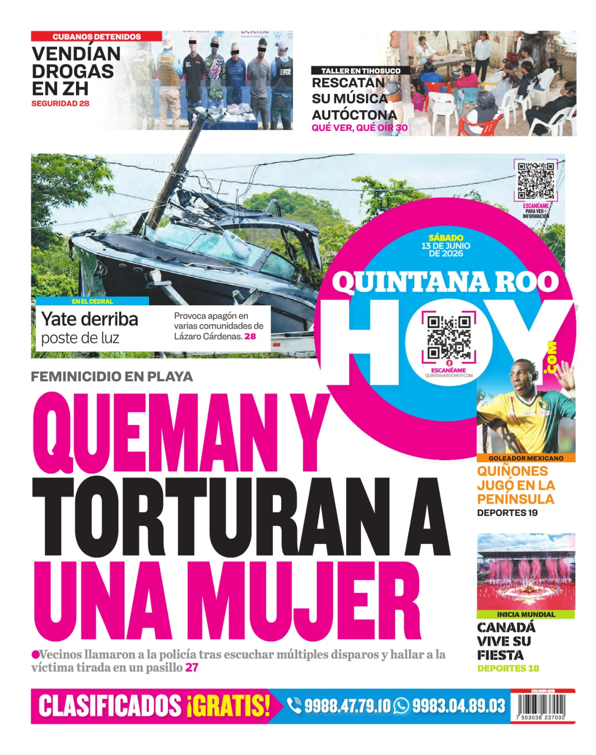Portada de Quintana Roo Hoy (contraportada)