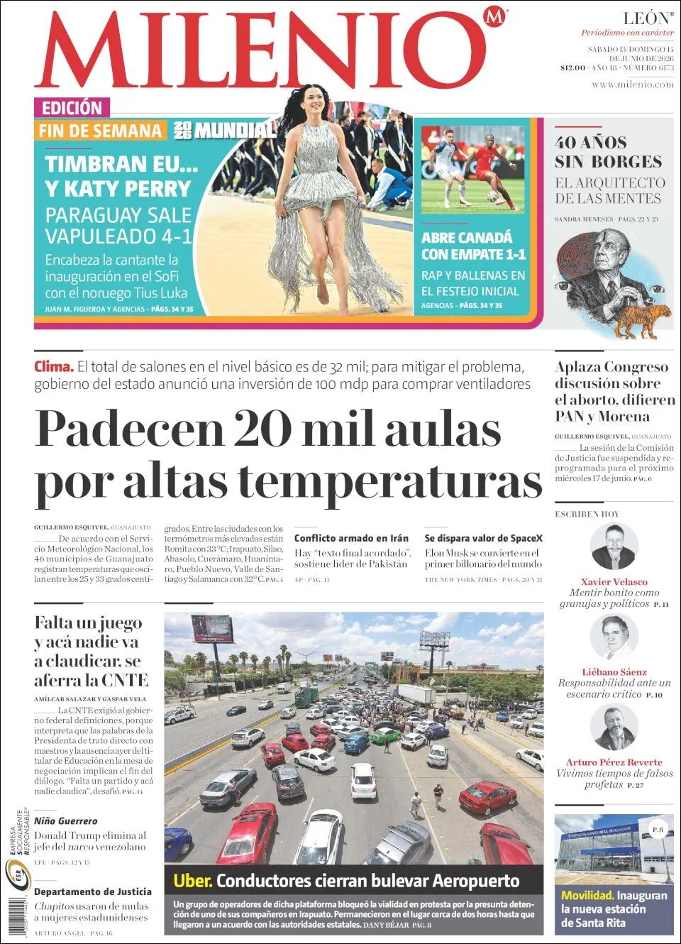 Portada de Milenio Leon del sábado, 13 de junio de 2026