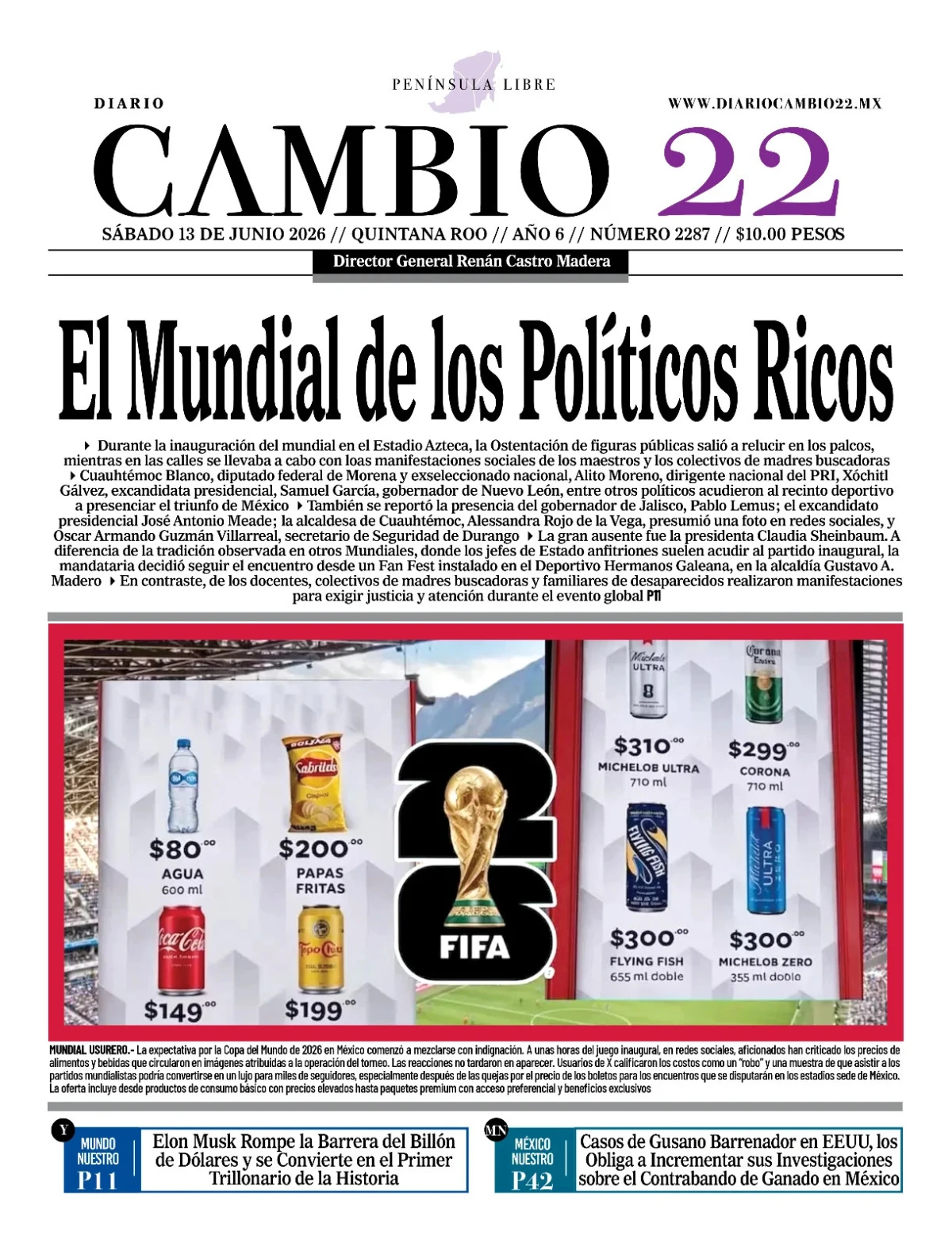 Portada de Diario Cambio 22 (contraportada)