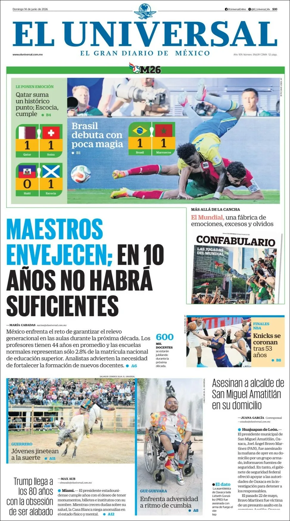 Portada de El Universal
