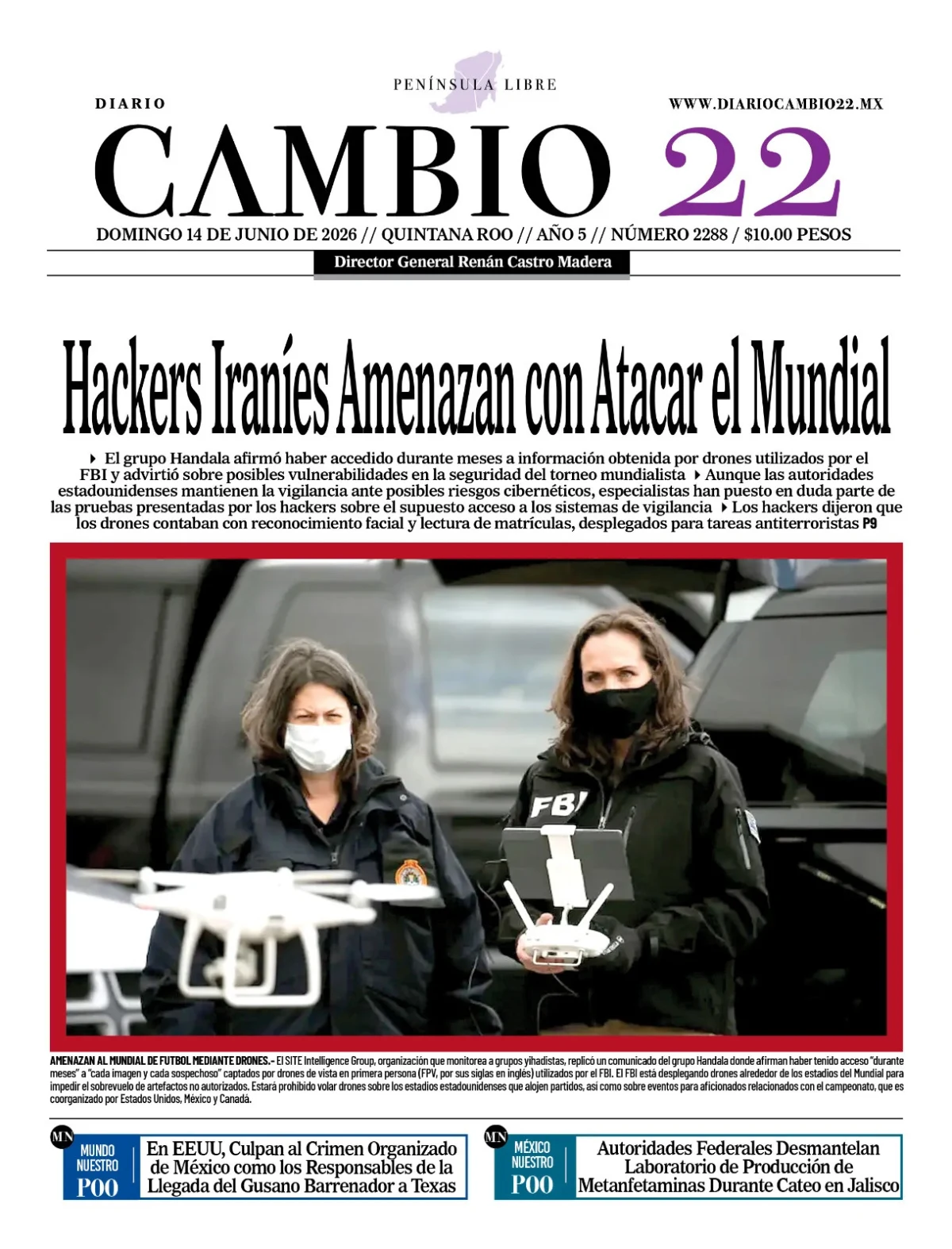 Portada de Diario Cambio 22 (contraportada)