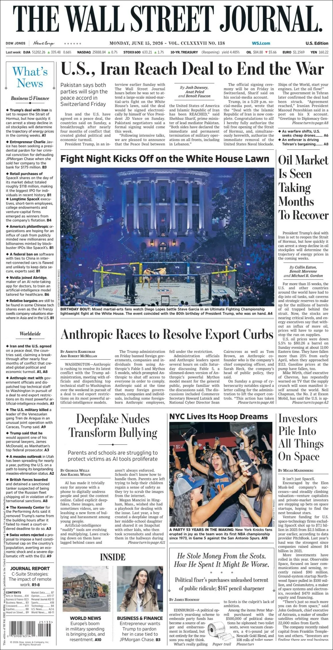 Portada de The Wall Street Journal
