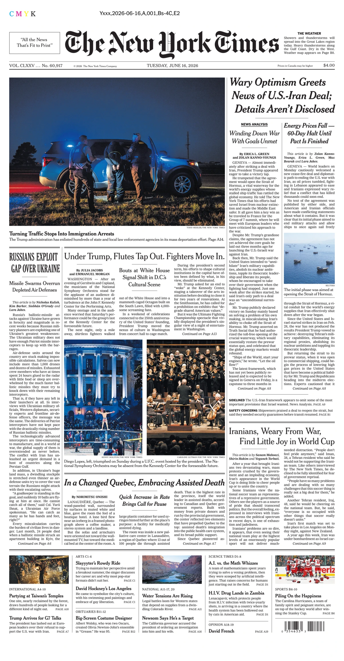 Portada de The New York Times (national) del martes, 16 de junio de 2026