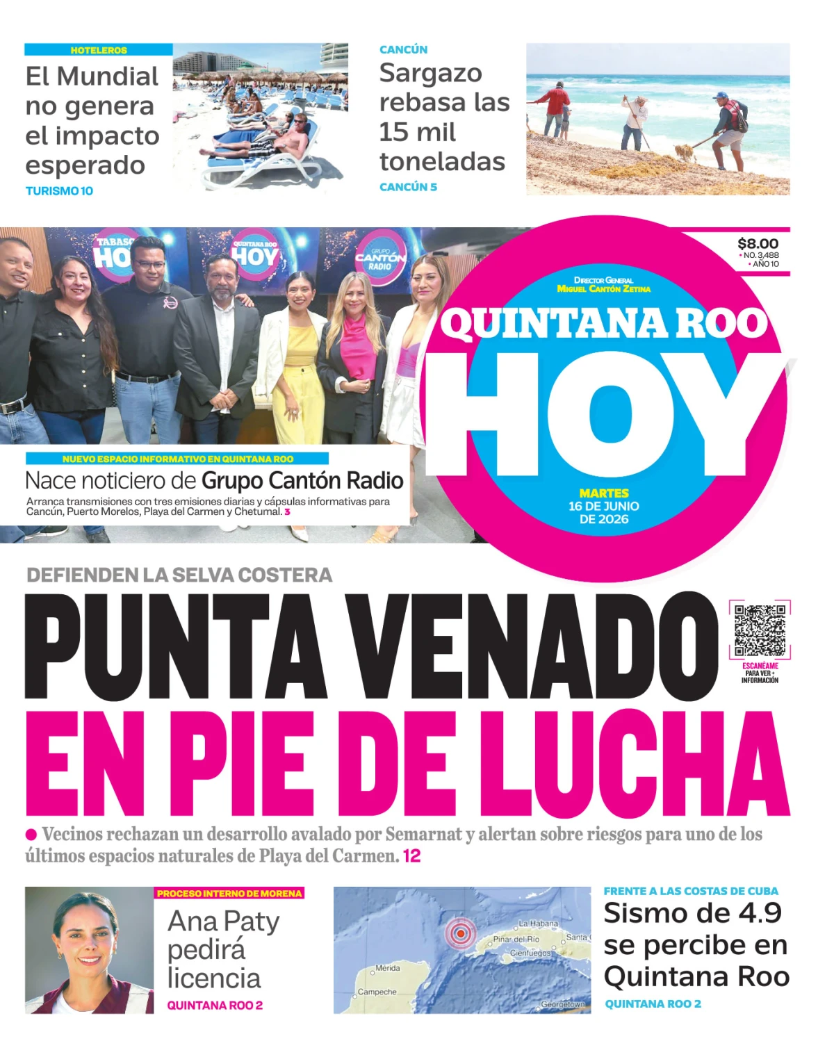 Portada de Quintana Roo Hoy (portada)