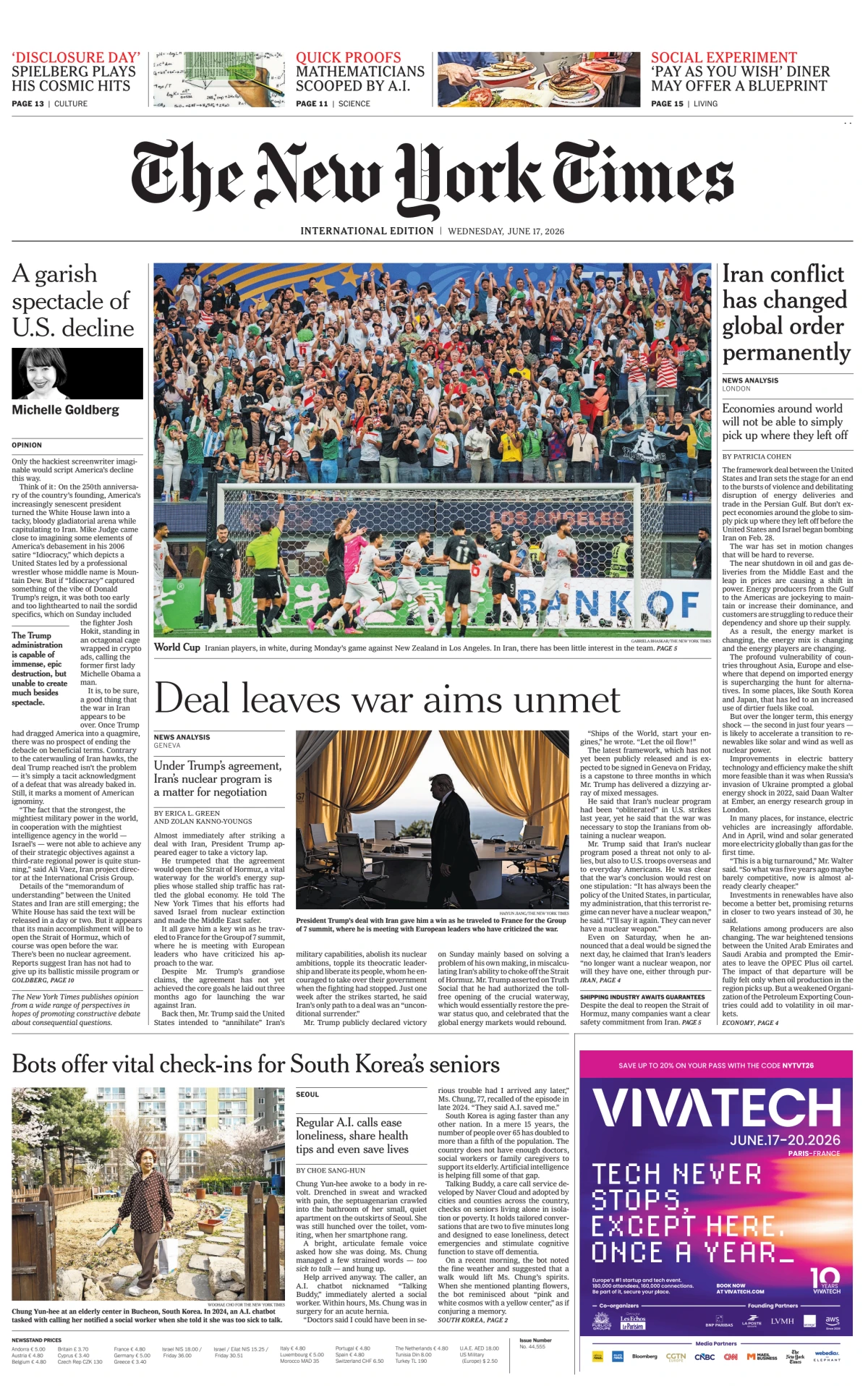 Portada de The New York Times (international) del miércoles, 17 de junio de 2026