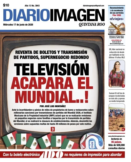 Portada de Diario Imagen Quintana Roo del miércoles, 17 de junio de 2026