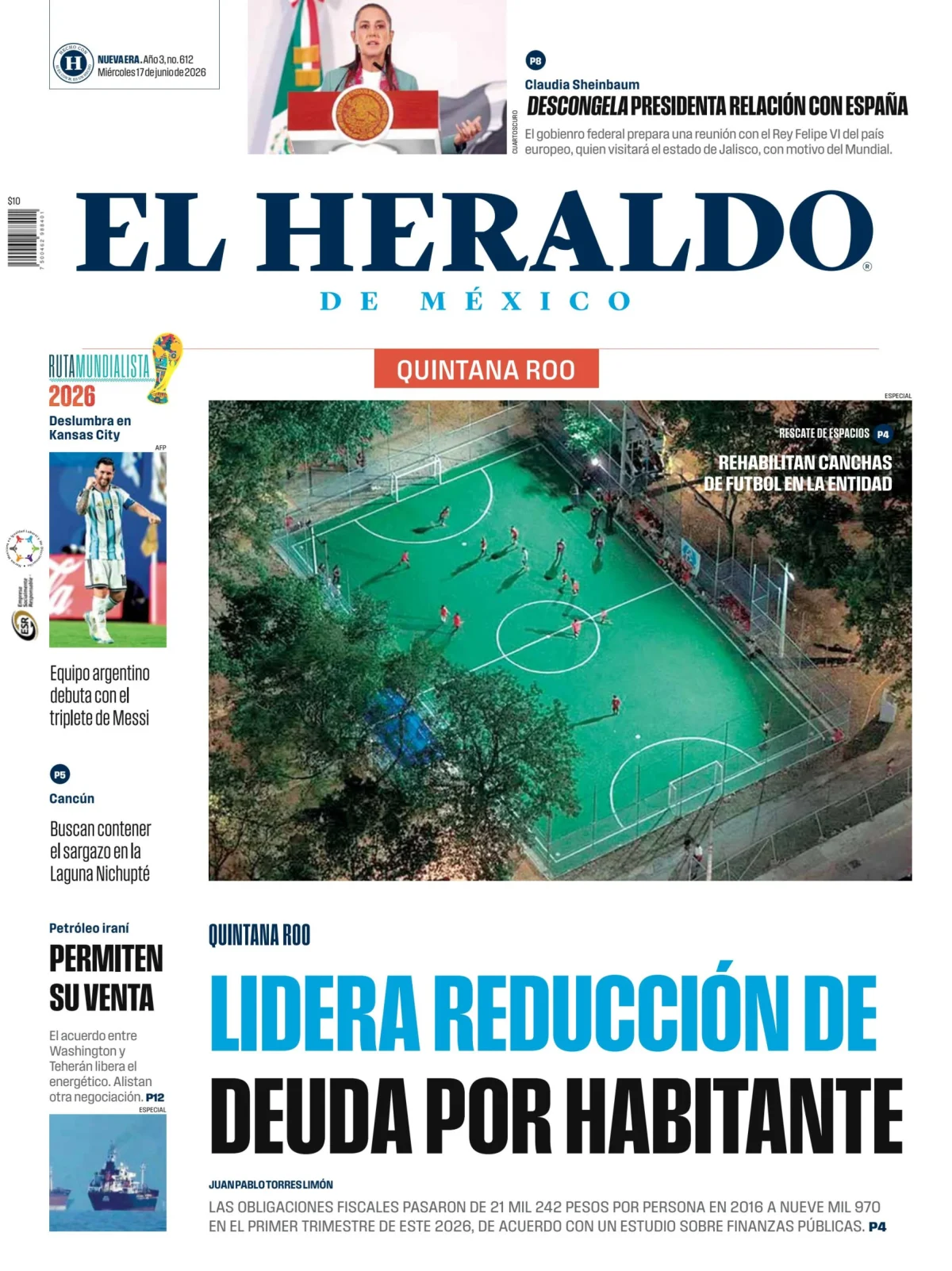 Portada de El Heraldo de Mexico - Quintana Roo