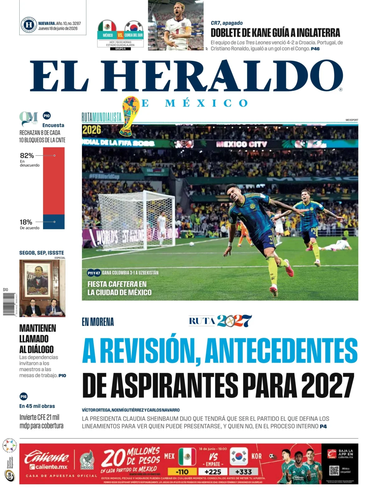 Portada de El Heraldo de Mexico