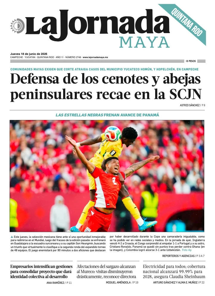 Portada de La Jornada Maya Quintana Roo del 2026-06-18