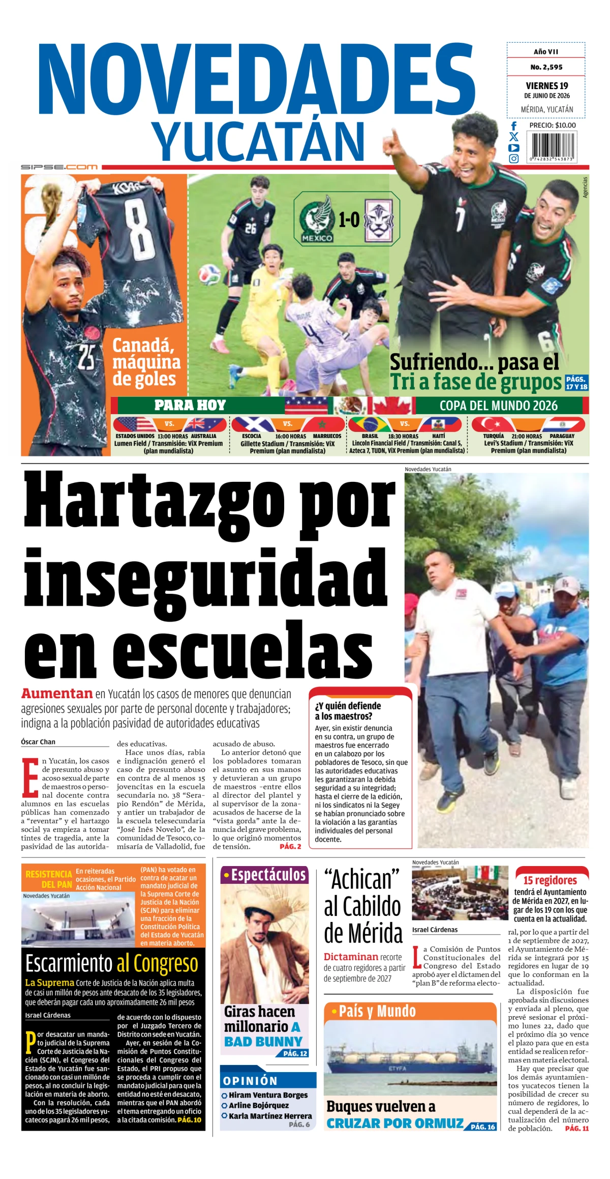 Portada de Novedades Quintana Roo del 2026-06-19