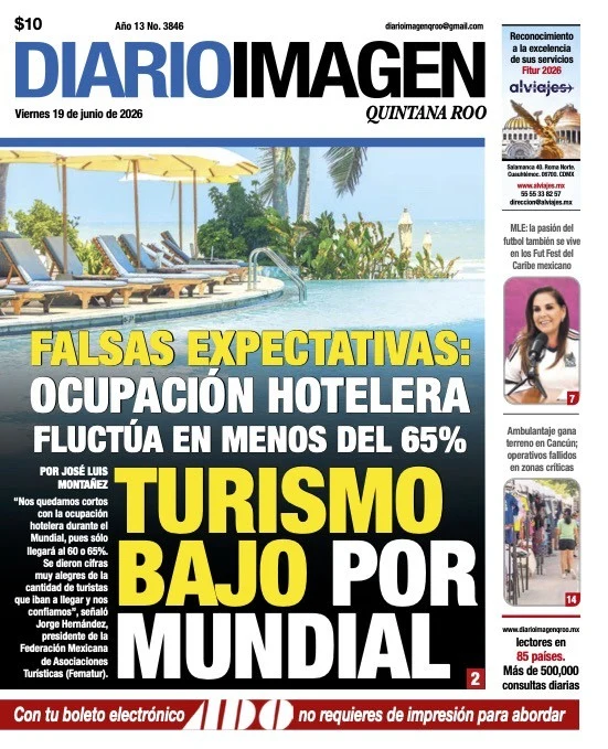 Portada de Diario Imagen Quintana Roo del viernes, 19 de junio de 2026