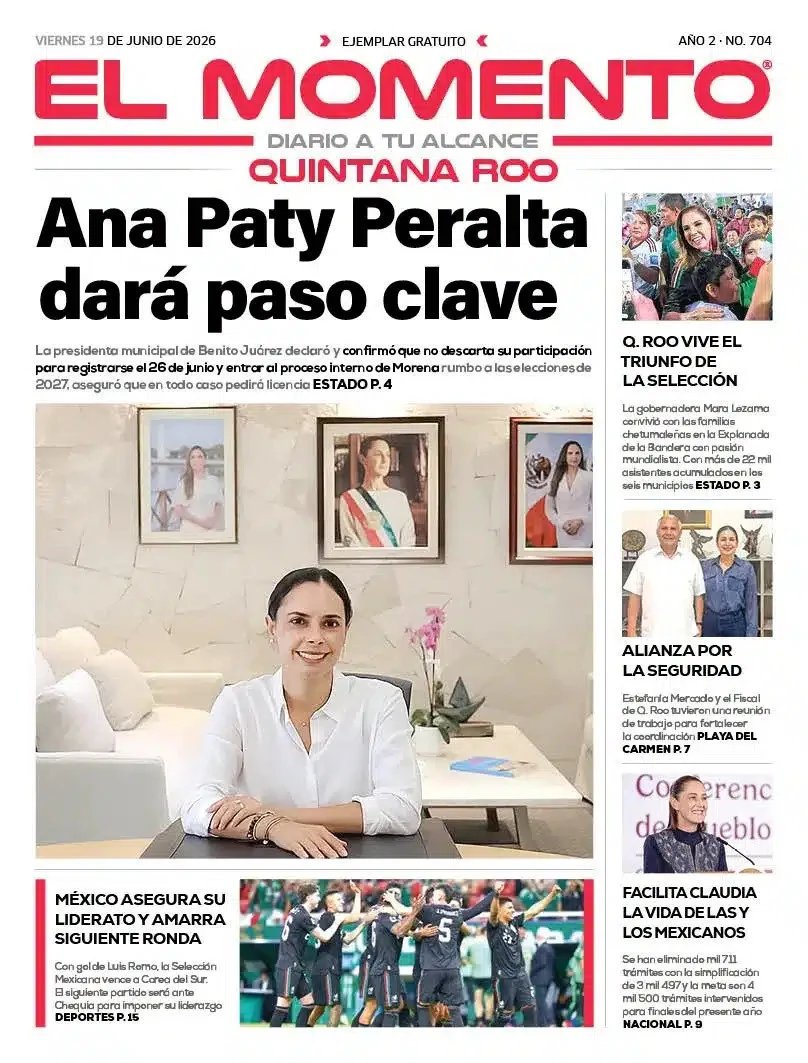 Portada de El Momento Quintana Roo del 2026-06-19