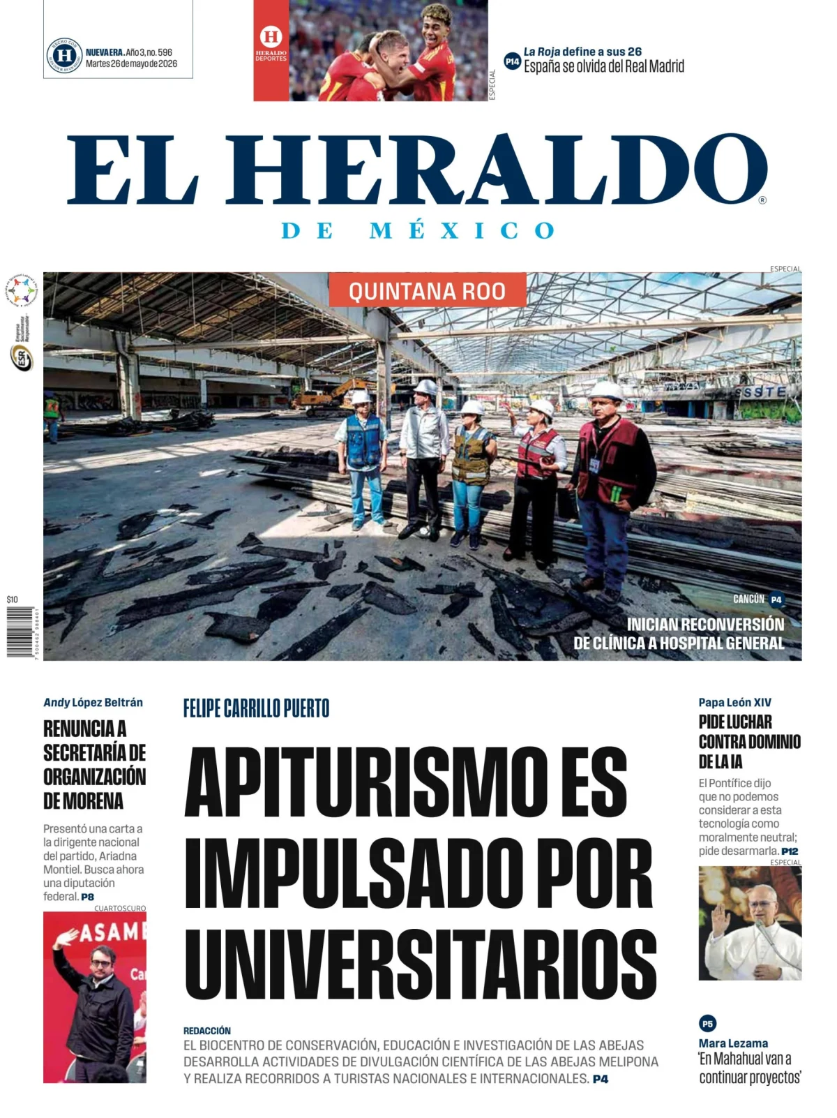 Portada de El Heraldo de Mexico - Quintana Roo