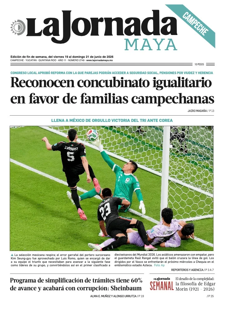 Portada de La Jornada Maya Campeche del 2026-06-19