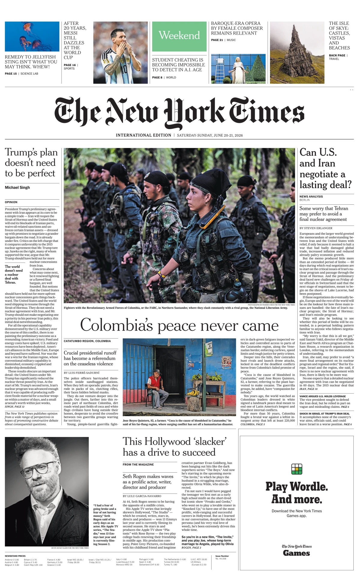 Portada de The New York Times (international)