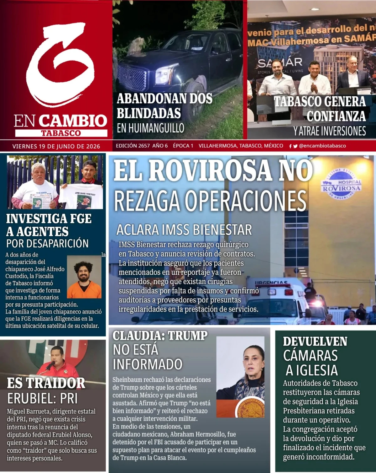 Portada de En Cambio - Tabasco (portada) del 2026-06-19