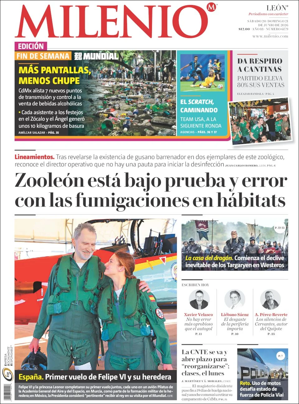 Portada de Milenio Leon del sábado, 20 de junio de 2026