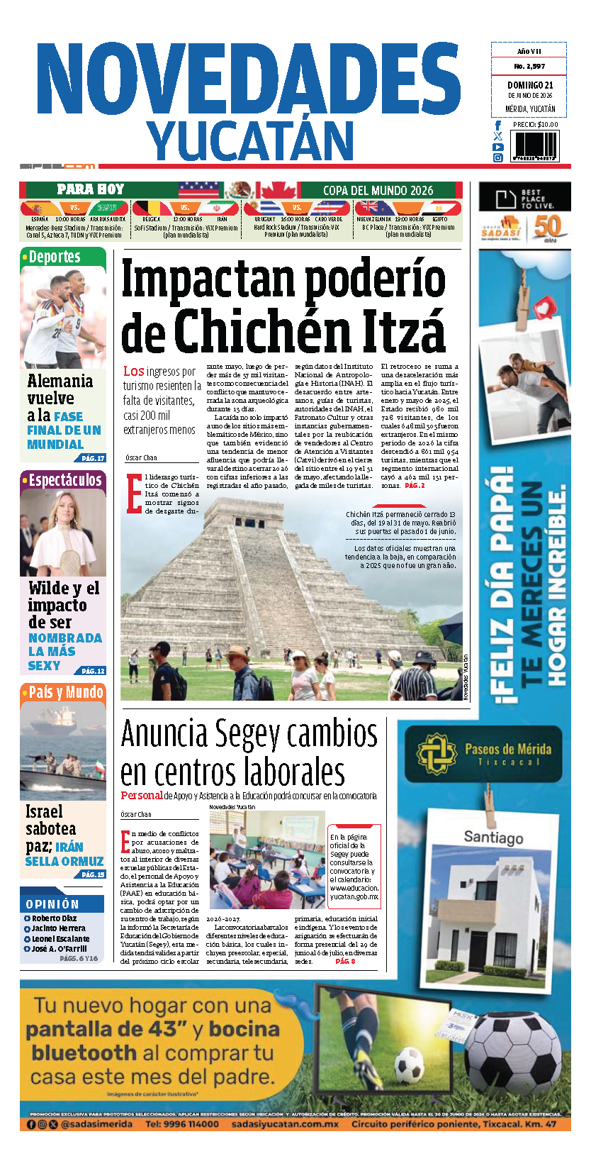 Portada de Novedades Yucatan
