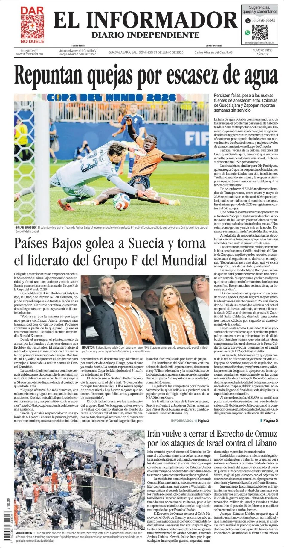 Portada de El Informador